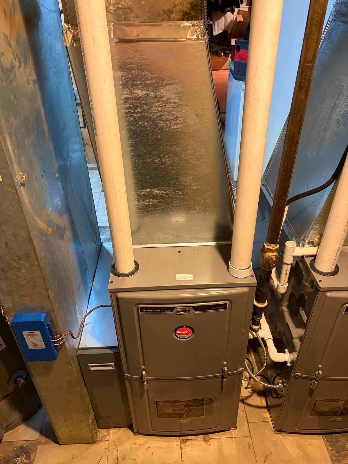 The same furnace mechanical room after Jackson Heating and Cooling's work